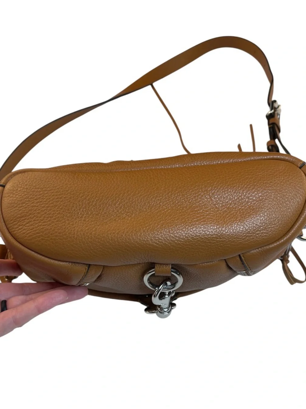 Rebecca Minkoff Small Julian Crossbody Bag Tan Silver Hardware Boho